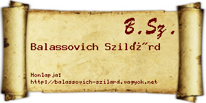 Balassovich Szilárd névjegykártya